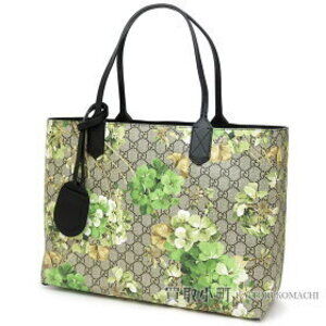 Gucci GG Blooms Reversible Leather Tote Bag Green Bloom Black